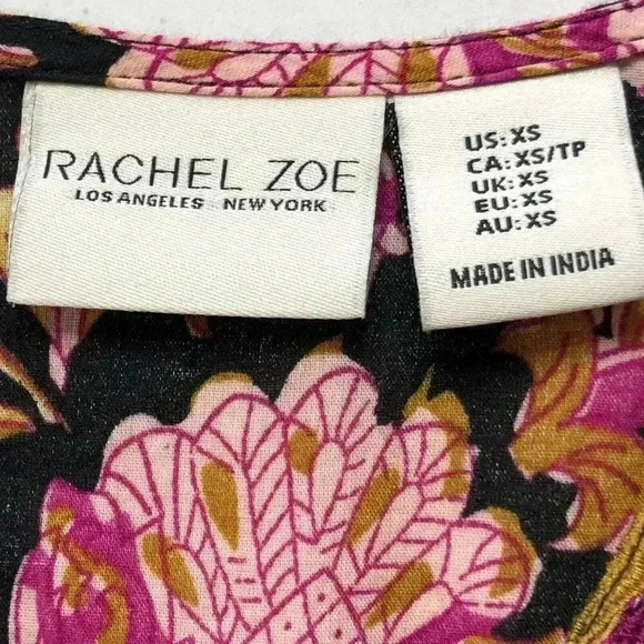 Rachel Zoe top XS v Neck Bishop Sleeve Embroidered Floral Boho Fairy Grunge - Picture 3 of 4